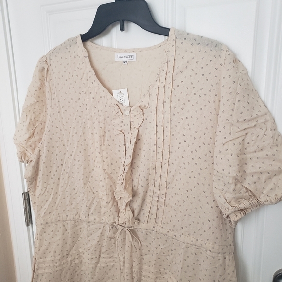 Puff Short Sleeve Button down Nursing Cotton Midi Dress New - Picture 5 of 14
